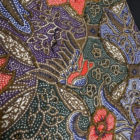 vtg Class by Just Class Vest Womens Large Multicolor Floral Batik Beaded Button - Picture 3 of 9